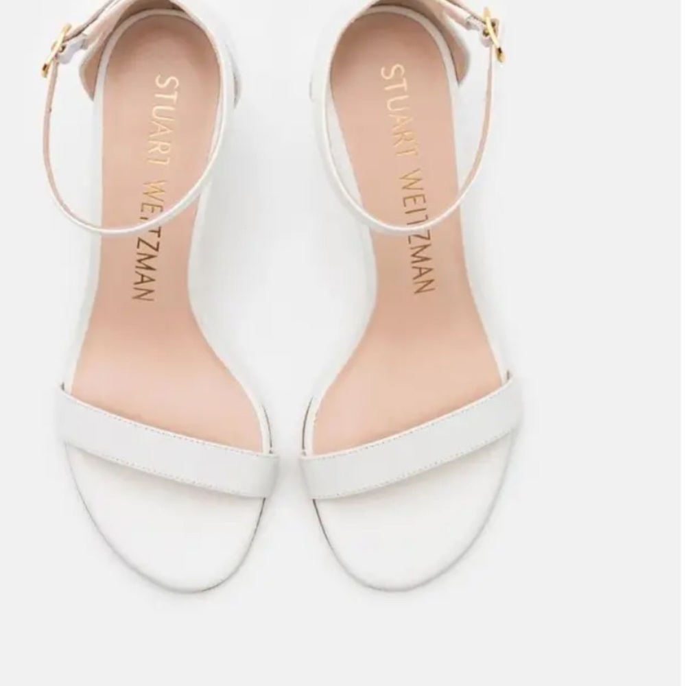 Stuart Weitzman White Ankle Strap Heels